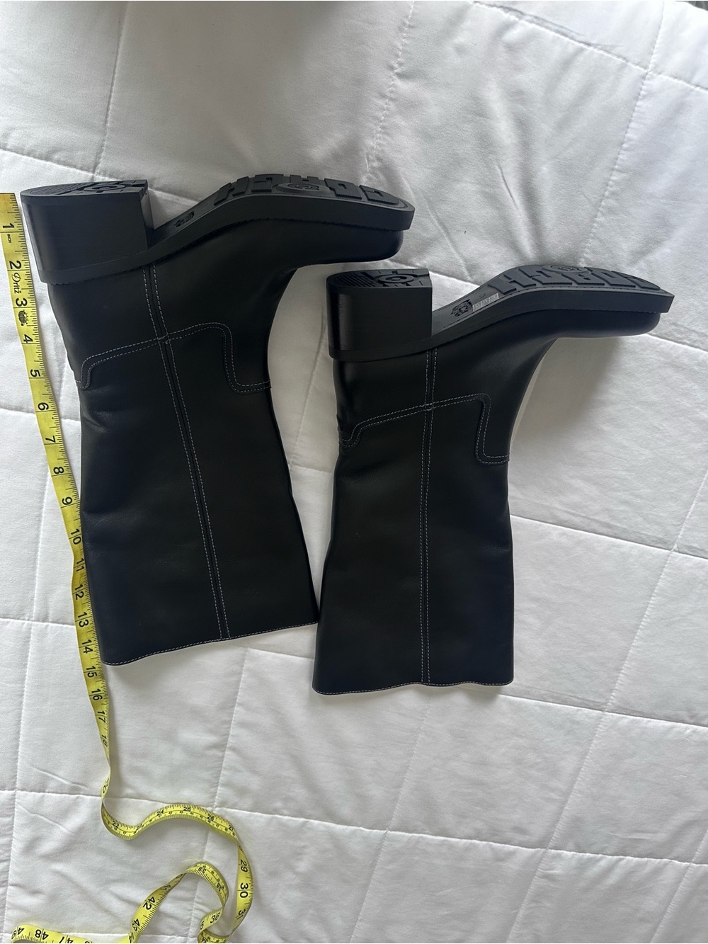 Authentic Coach Black Mid-Calf Leather Block Heel Boot